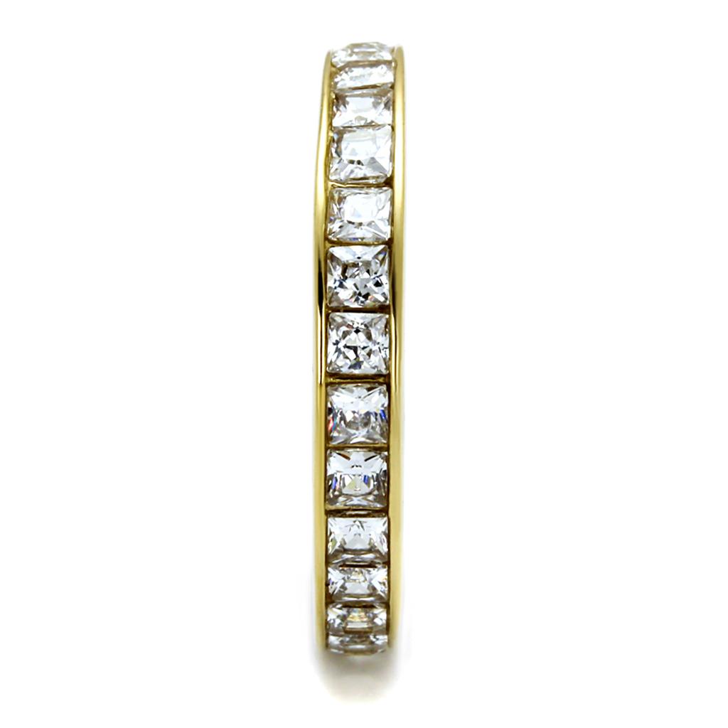 TK2344G - IP Gold(Ion Plating) Stainless Steel Ring with AAA Grade CZ  in Clear-3