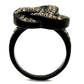 TK2347 - IP Black(Ion Plating) Stainless Steel Ring with Top Grade Crystal  in Light Smoked-2