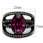 TK2348 - IP Black(Ion Plating) Stainless Steel Ring with Top Grade Crystal  in Amethyst-1