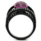 TK2348 - IP Black(Ion Plating) Stainless Steel Ring with Top Grade Crystal  in Amethyst-2