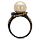 TK2349 - IP Black(Ion Plating) Stainless Steel Ring with Synthetic Pearl in Topaz-2