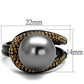 TK2350 - IP Black(Ion Plating) Stainless Steel Ring with Synthetic Pearl in Gray-1
