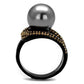 TK2350 - IP Black(Ion Plating) Stainless Steel Ring with Synthetic Pearl in Gray-2