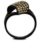 TK2351 - IP Black(Ion Plating) Stainless Steel Ring with Top Grade Crystal  in Smoked Quartz-2