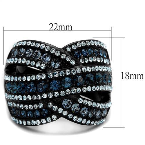 TK2352 - IP Black(Ion Plating) Stainless Steel Ring with Top Grade Crystal  in Montana-1