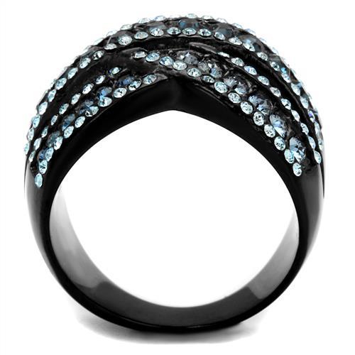 TK2352 - IP Black(Ion Plating) Stainless Steel Ring with Top Grade Crystal  in Montana-2