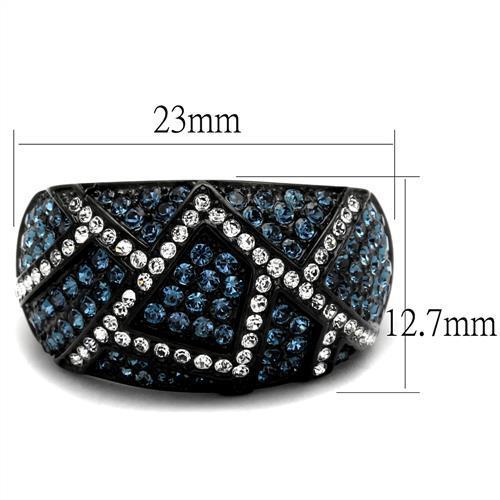 TK2353 - IP Black(Ion Plating) Stainless Steel Ring with Top Grade Crystal  in Montana-1