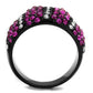 TK2356 - IP Black(Ion Plating) Stainless Steel Ring with Top Grade Crystal  in Fuchsia-2