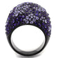 TK2358 - IP Black(Ion Plating) Stainless Steel Ring with Top Grade Crystal  in Tanzanite-2