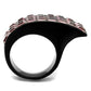 TK2359 - IP Black(Ion Plating) Stainless Steel Ring with Top Grade Crystal  in Light Rose-2