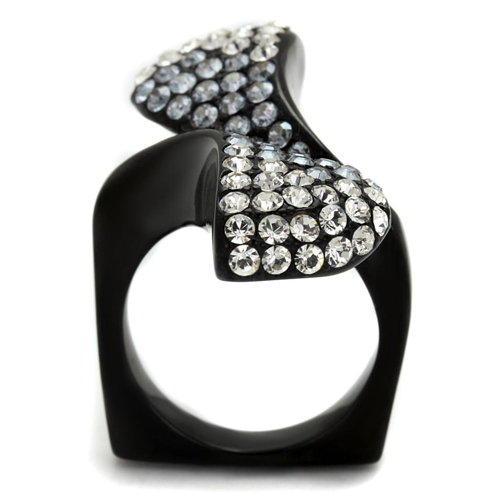 TK2360 - IP Black(Ion Plating) Stainless Steel Ring with Top Grade Crystal  in Montana-2