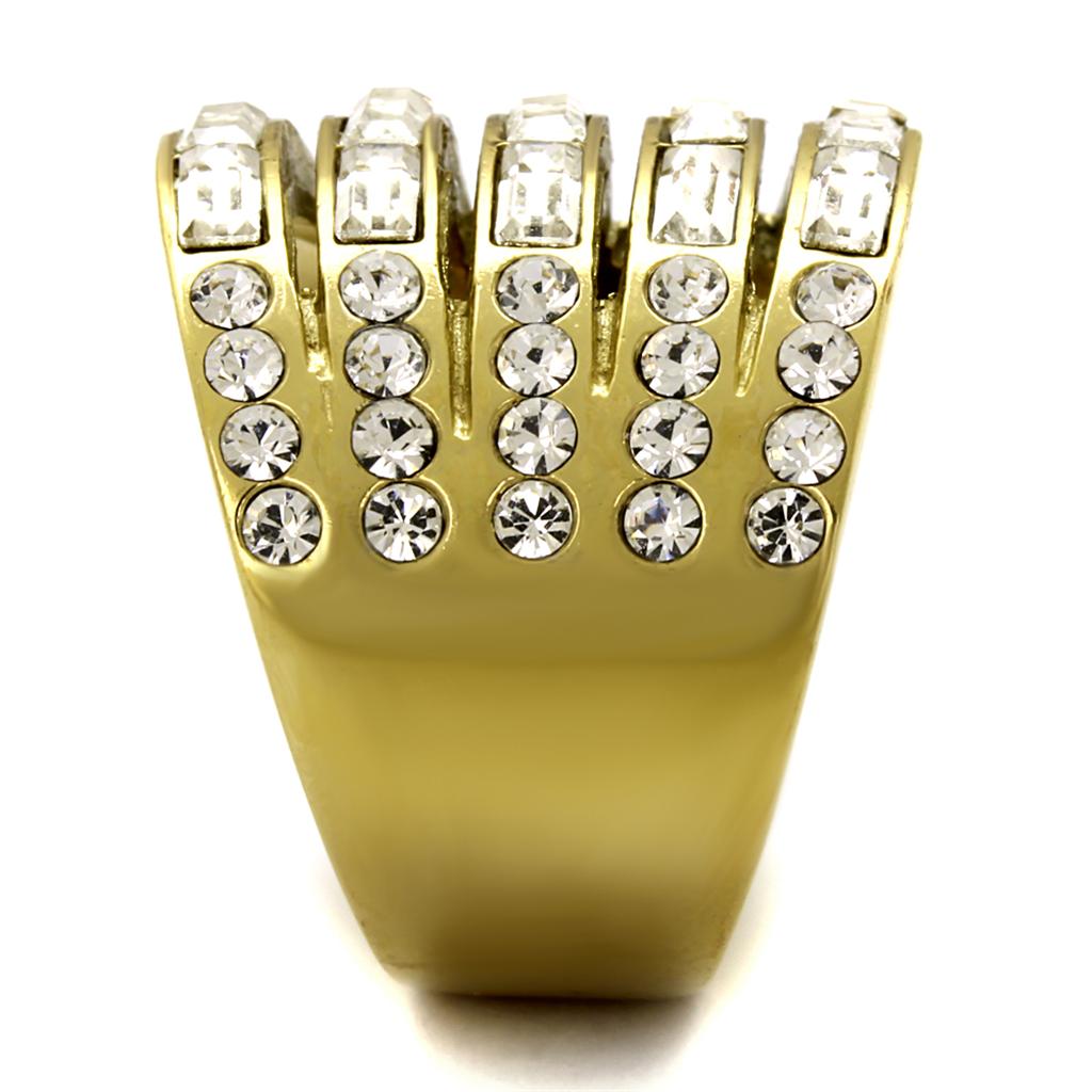 TK2362 - IP Gold(Ion Plating) Stainless Steel Ring with Top Grade Crystal  in Clear-3