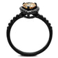 TK2365 - IP Black(Ion Plating) Stainless Steel Ring with AAA Grade CZ  in Champagne-2