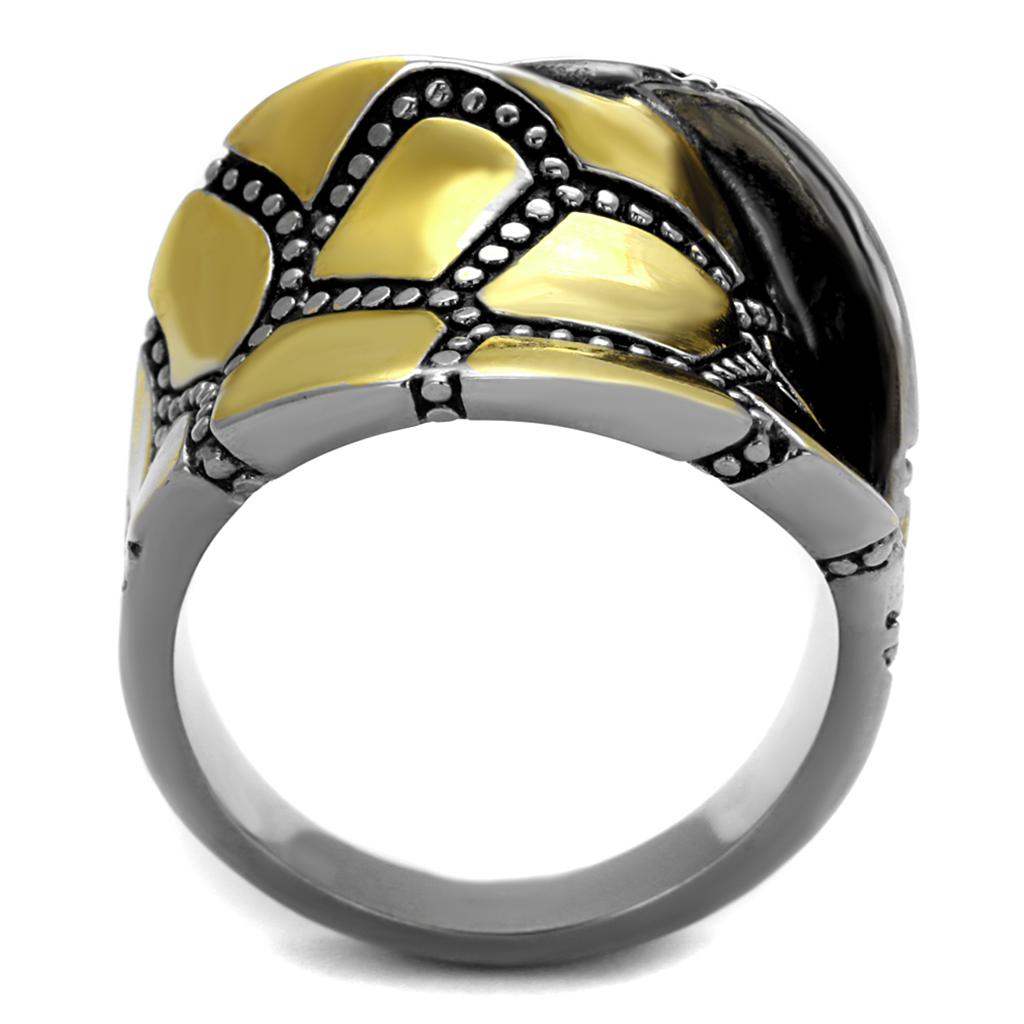 TK2368 - Two-Tone IP Gold (Ion Plating) Stainless Steel Ring with Epoxy  in Jet-2