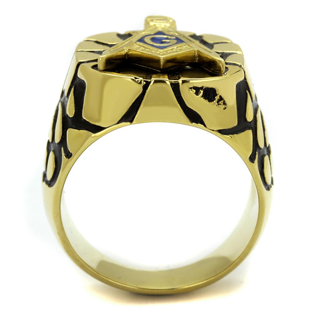 TK2372 - IP Gold(Ion Plating) Stainless Steel Ring with Epoxy  in Capri Blue-2
