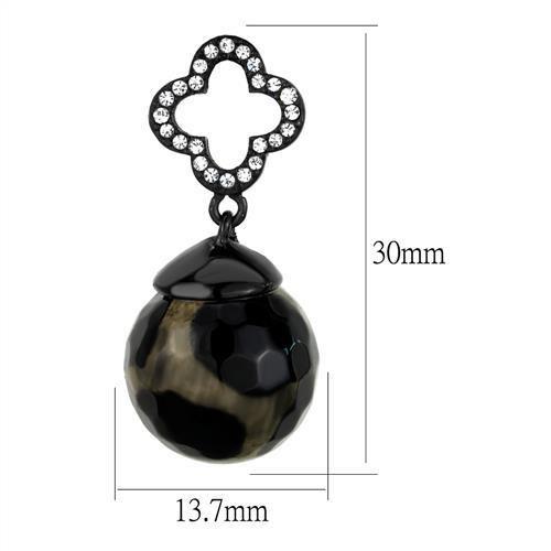 TK2384 - IP Black(Ion Plating) Stainless Steel Earrings with Synthetic Onyx in Multi Color-1