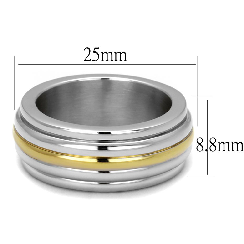 TK2390 - Two-Tone IP Gold (Ion Plating) Stainless Steel Ring with No Stone-1