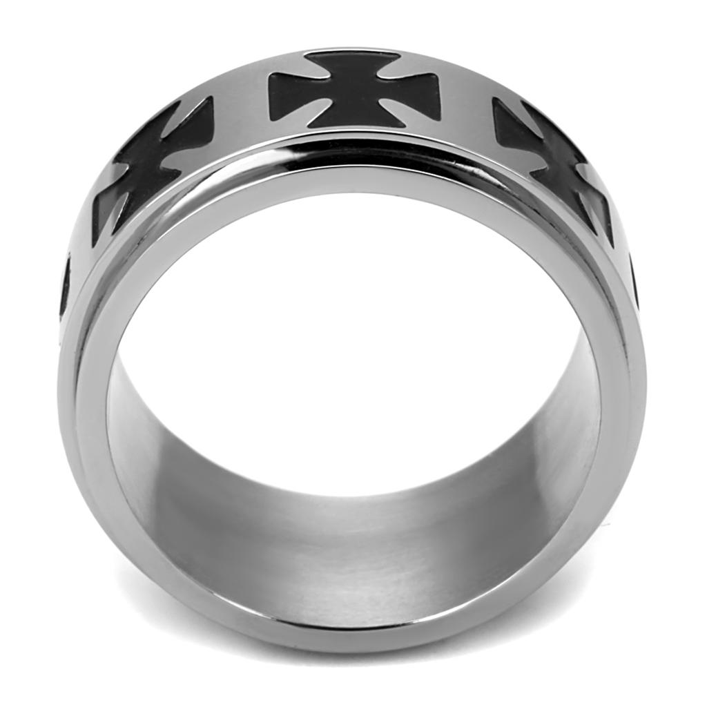 TK2391 - High polished (no plating) Stainless Steel Ring with Epoxy  in Jet-2