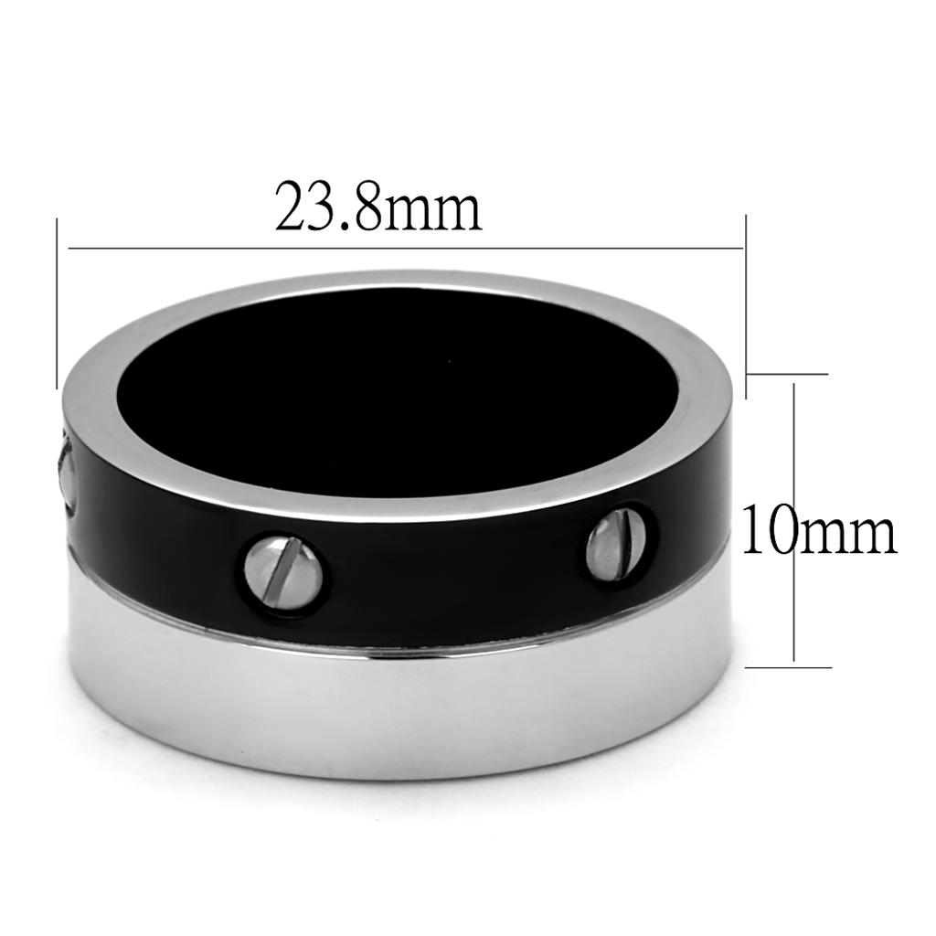 TK2397 - Two-Tone IP Black (Ion Plating) Stainless Steel Ring with No Stone-1