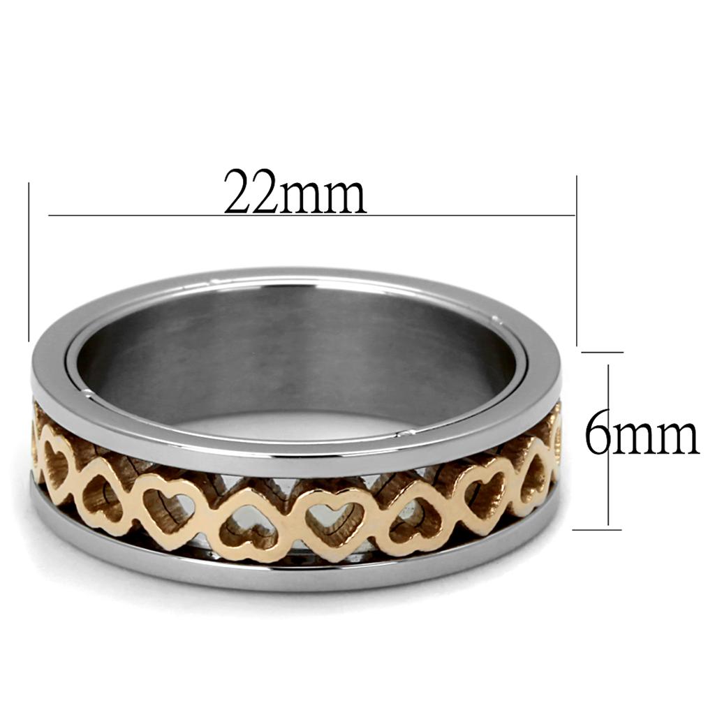 TK2398 - Two-Tone IP Rose Gold Stainless Steel Ring with No Stone-1