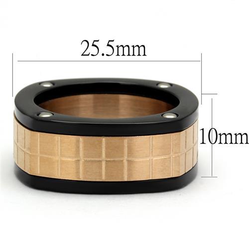 TK2406 - Three Tone (IP Rose Gold & IP Black & High Polished) Stainless Steel Ring with No Stone-1