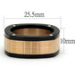 TK2406 - Three Tone (IP Rose Gold & IP Black & High Polished) Stainless Steel Ring with No Stone-1