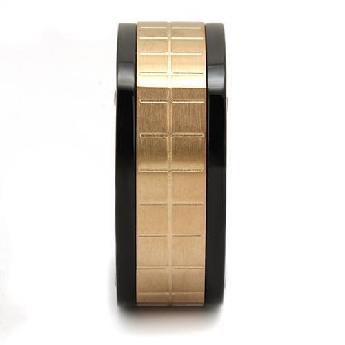 TK2406 - Three Tone (IP Rose Gold & IP Black & High Polished) Stainless Steel Ring with No Stone-3
