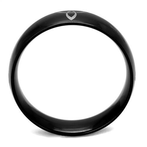 TK2408 - Two-Tone IP Black Stainless Steel Ring with No Stone-2
