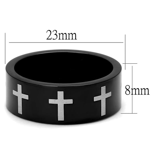 TK2410 - Two-Tone IP Black (Ion Plating) Stainless Steel Ring with No Stone-1