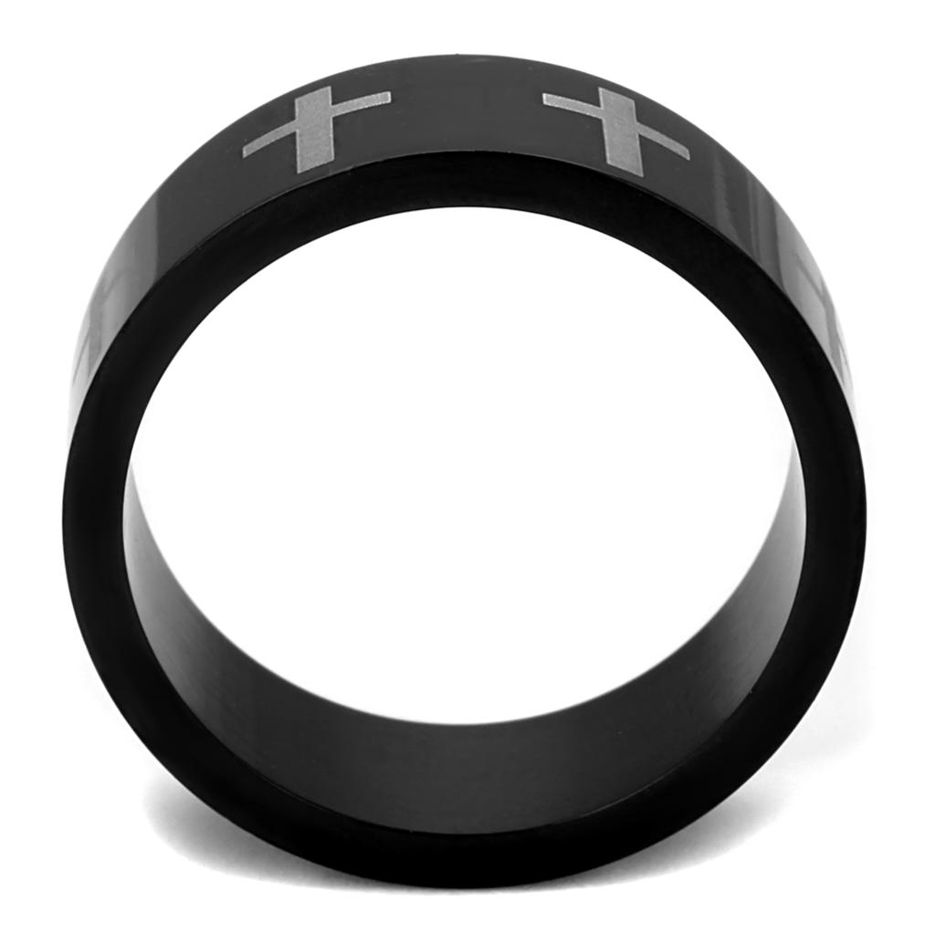 TK2410 - Two-Tone IP Black (Ion Plating) Stainless Steel Ring with No Stone-2