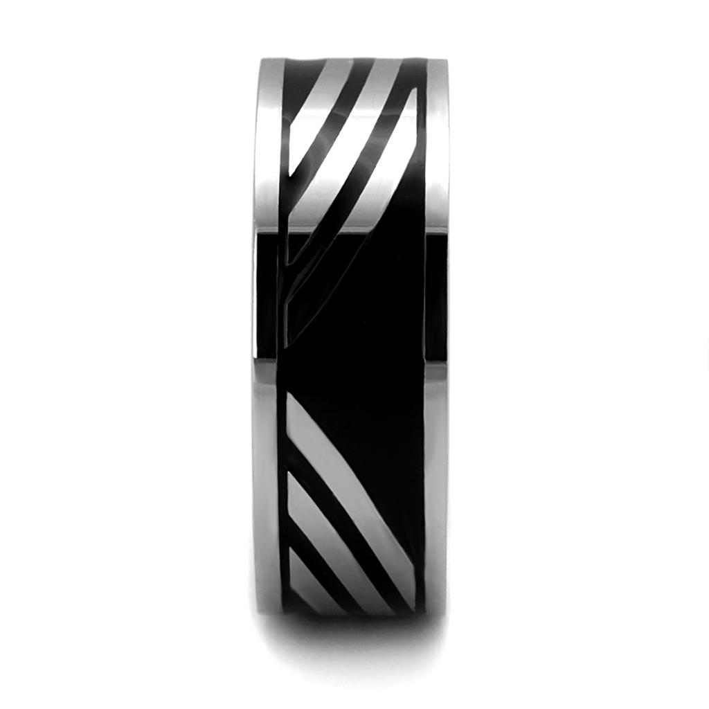 TK2411 - High polished (no plating) Stainless Steel Ring with Epoxy  in Jet-3