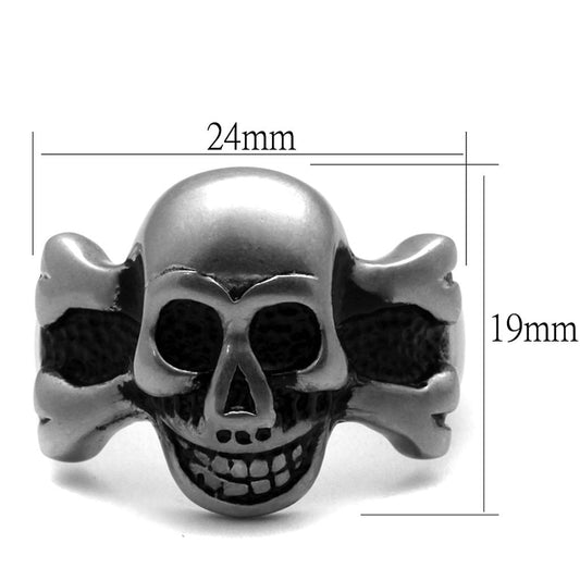 TK2416 - Antique Silver Stainless Steel Ring with Epoxy  in Jet-1