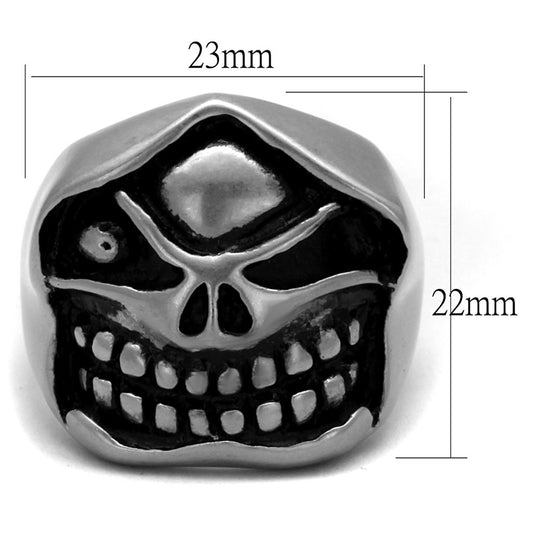 TK2418 - Antique Silver Stainless Steel Ring with Epoxy  in Jet-1