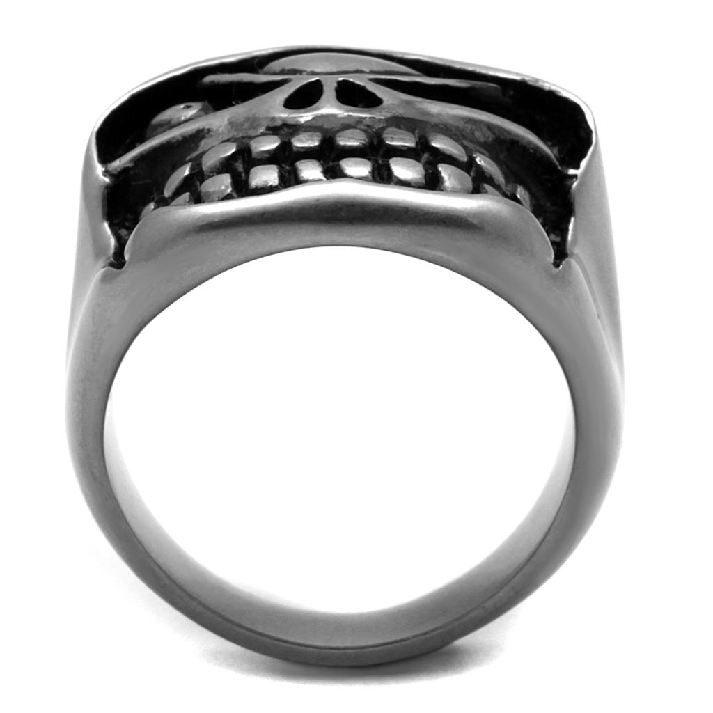TK2418 - Antique Silver Stainless Steel Ring with Epoxy  in Jet-2