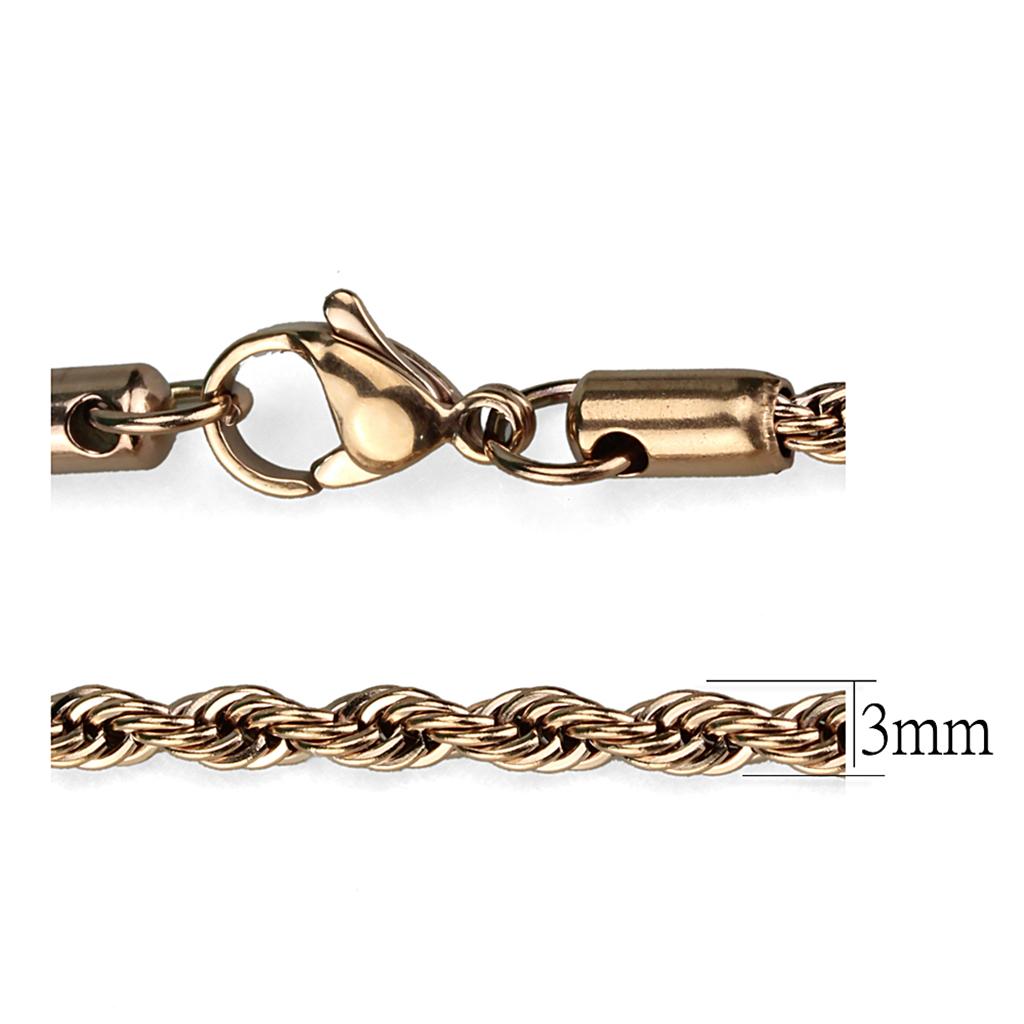 TK2434R - IP Rose Gold(Ion Plating) Stainless Steel Chain with No Stone-2