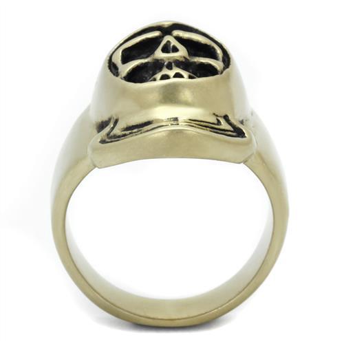 TK2447 - IP Antique Copper Stainless Steel Ring with Epoxy  in Jet-2