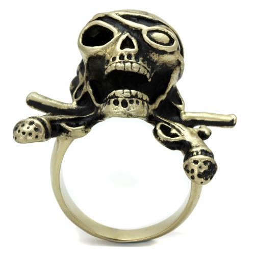 TK2456 - IP Antique Copper Stainless Steel Ring with Epoxy  in Jet-2