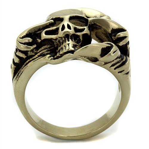 TK2464 - IP Antique Copper Stainless Steel Ring with Epoxy  in Jet-2