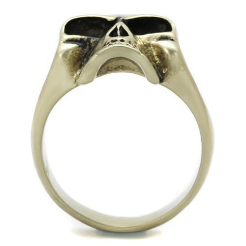 TK2467 - IP Antique Copper Stainless Steel Ring with Epoxy  in Jet-2