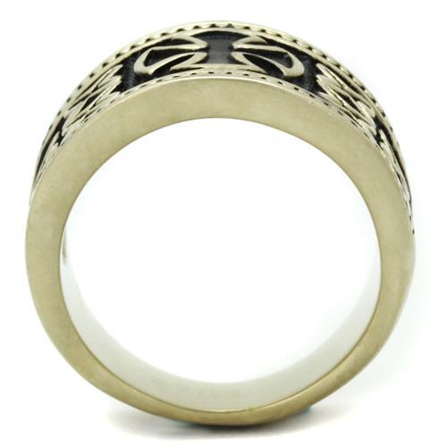 TK2469 - IP Antique Copper Stainless Steel Ring with Epoxy  in Jet-2