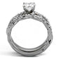 TK2475 - High polished (no plating) Stainless Steel Ring with AAA Grade CZ  in Clear-2