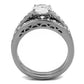TK2477 - High polished (no plating) Stainless Steel Ring with AAA Grade CZ  in Clear-2