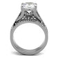 TK2478 - High polished (no plating) Stainless Steel Ring with AAA Grade CZ  in Clear-2