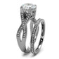 TK2478 - High polished (no plating) Stainless Steel Ring with AAA Grade CZ  in Clear-3
