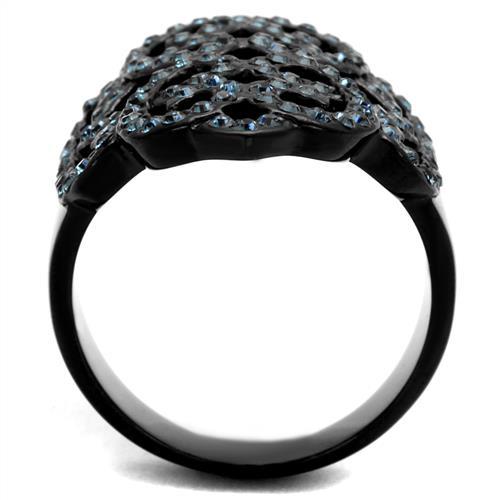 TK2481 - IP Black(Ion Plating) Stainless Steel Ring with Top Grade Crystal  in Montana-2