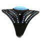 TK2482 - IP Black(Ion Plating) Stainless Steel Ring with Synthetic Turquoise in Sea Blue-3