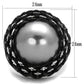TK2483 - IP Black(Ion Plating) Stainless Steel Ring with Synthetic Pearl in Gray-1