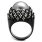 TK2483 - IP Black(Ion Plating) Stainless Steel Ring with Synthetic Pearl in Gray-2