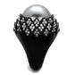 TK2483 - IP Black(Ion Plating) Stainless Steel Ring with Synthetic Pearl in Gray-3
