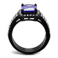 TK2486 - IP Black(Ion Plating) Stainless Steel Ring with AAA Grade CZ  in Tanzanite-2
